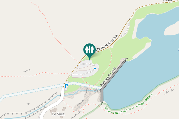 Map showing location of Route de la Sassière Toilet
