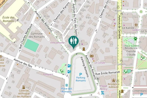 Map showing location of Avenue du Stand Toilet