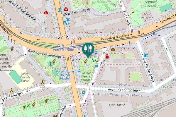Map showing location of Boulevard Masséna Toilet