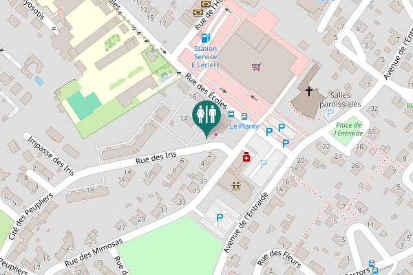 Map showing location of Rue des Iris 2 Toilet