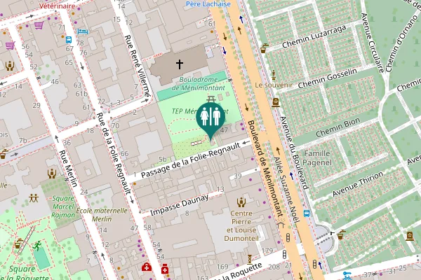 Map showing location of Passage de la Folie-Regnault 18 Toilet