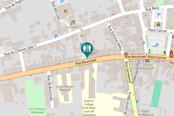 Map showing location of Rue Bournizet 54 Toilet