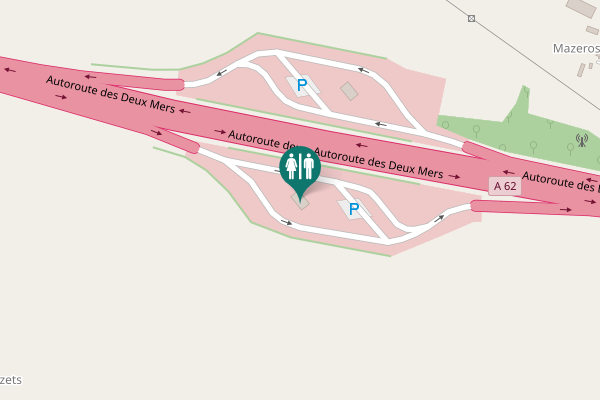 Map showing location of Autoroute des Deux Mers Toilet