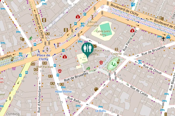 Map showing location of Rue de Bruxelles 28 Toilet
