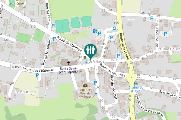 Map showing location of Square de la Paix Toilet