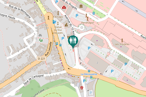 Map showing location of Avenue du 10 Août Toilet