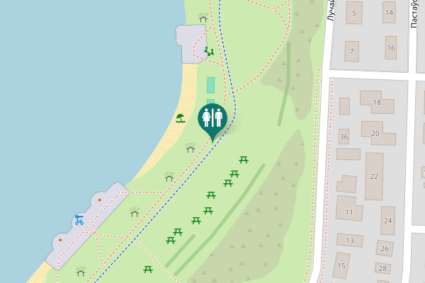 Map showing location of Лучайская вуліца 36 Toilet