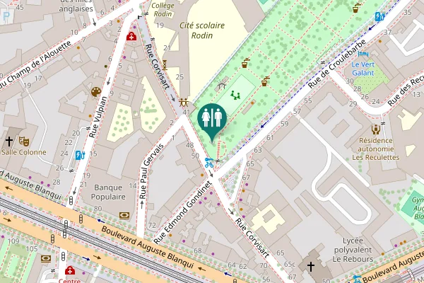 Map showing location of Rue Corvisart 50 Toilet