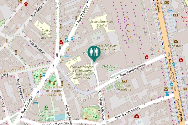 Map showing location of Accès Parking Italie 2 Toilet