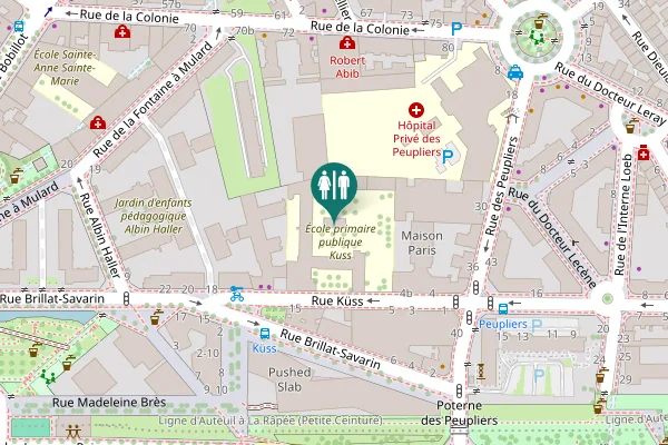 Map showing location of Rue Küss 8 Toilet