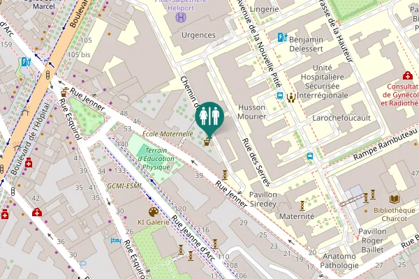 Map showing location of Chemin de Ronde Toilet
