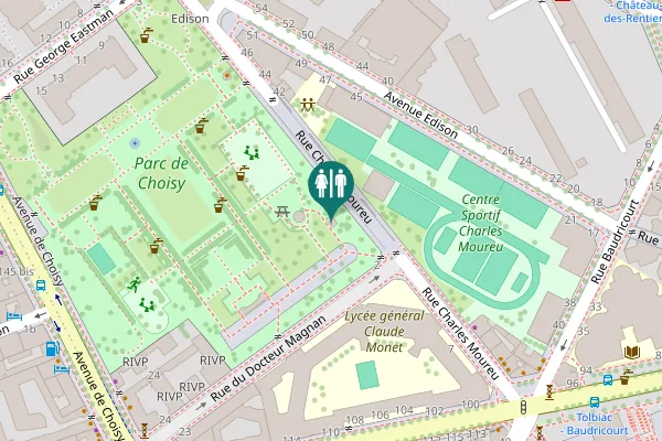 Map showing location of Rue Charles Moureu 36 Toilet