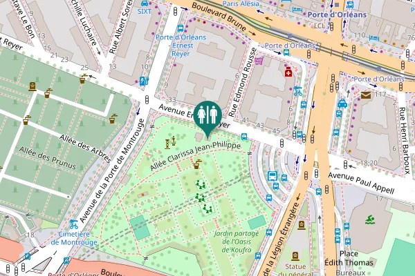 Map showing location of Allée Clarissa Jean-Philippe Toilet