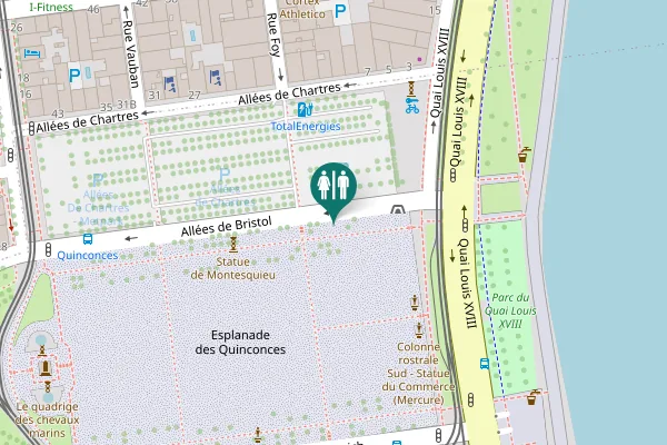 Map showing location of Esplanade des Quinconces Toilet