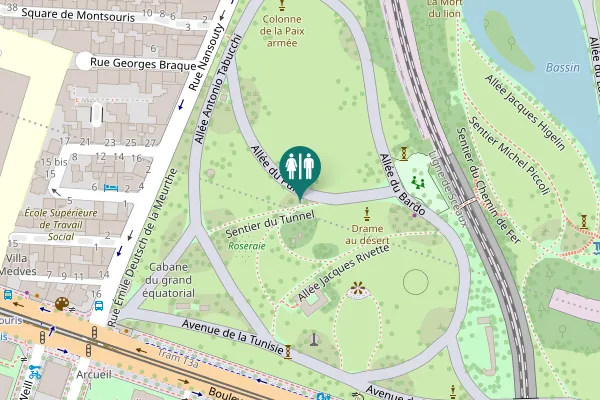 Map showing location of Sentier du Tunnel Toilet