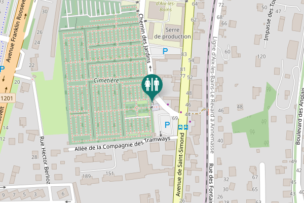 Map showing location of Chemin des Jardins 1 Toilet