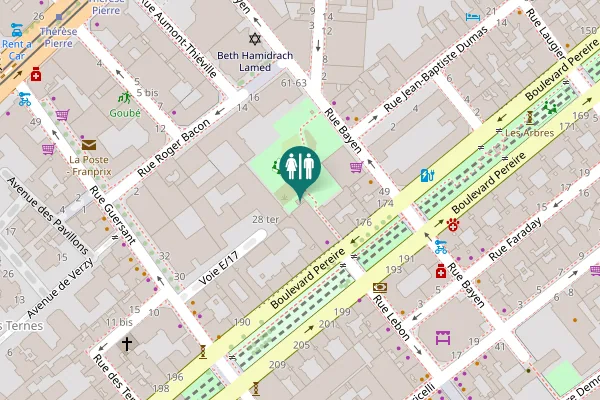 Map showing location of Rue Guersant 28 ter Toilet