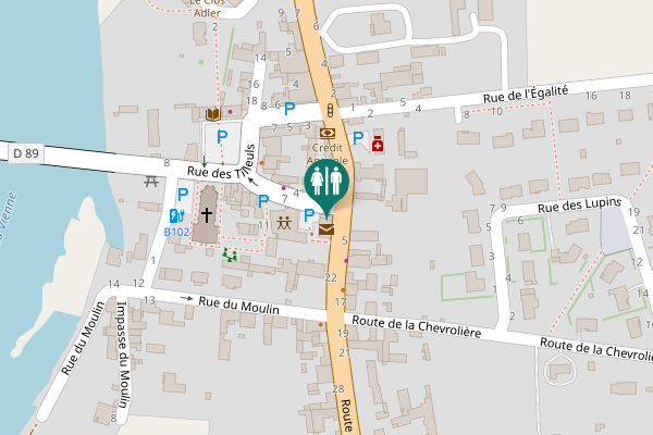 Map showing location of Route de Lussac 18 Toilet