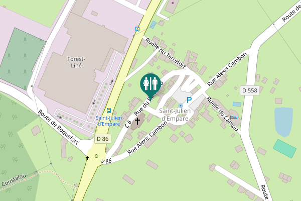 Map showing location of Rue du Ruisseau Toilet