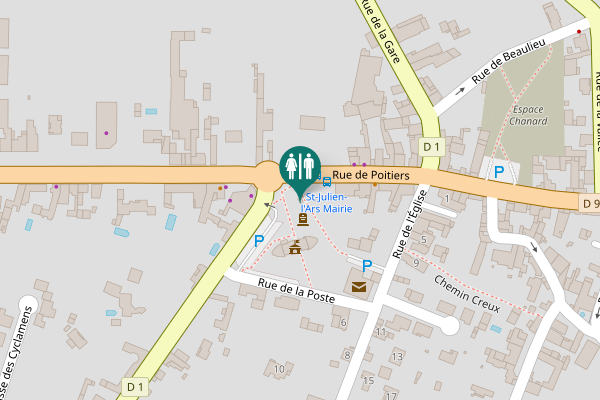 Map showing location of Rue de Poitiers Toilet