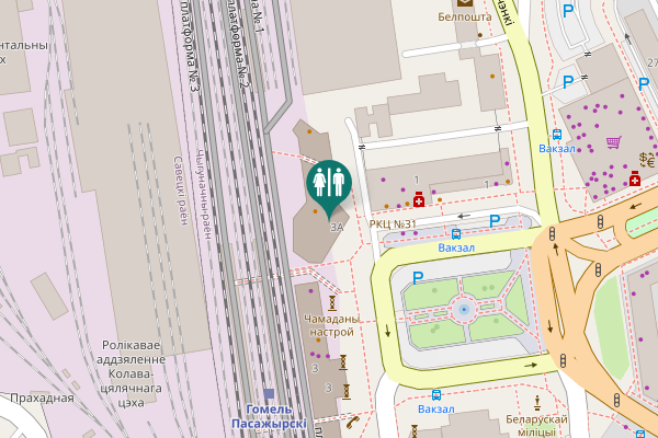 Map showing location of Прывакзальная плошча 3А Toilet
