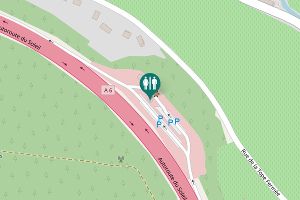 Map showing location of Autoroute du Soleil Toilet