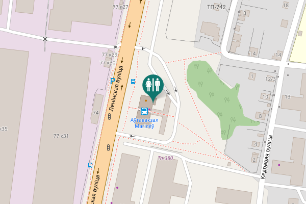 Map showing location of Ленінская вуліца 93 Toilet