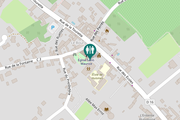 Map showing location of Rue de la Fontaine Toilet