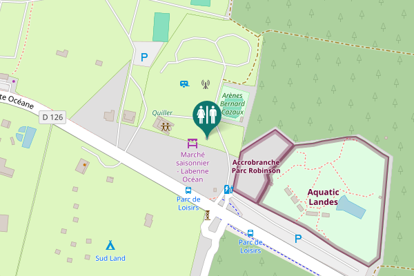 Map showing location of Route Océane Toilet