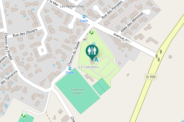 Map showing location of Chemin du Stade Toilet