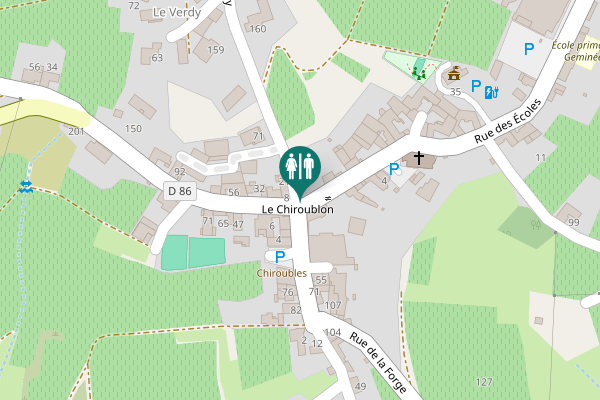 Map showing location of Route du Verdy 21 Toilet