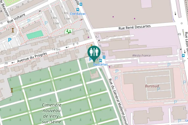 Map showing location of Rue du Général Malleret-Joinville 75 Toilet