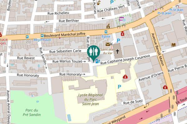 Map showing location of Rue Capitaine Joseph Casanova Toilet