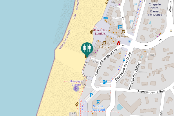 Map showing location of Soorts-Hossegor Toilet