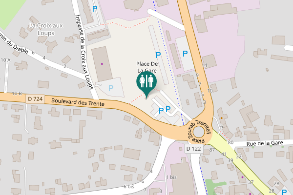 Map showing location of Boulevard des Trente Toilet