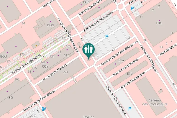 Map showing location of Quai de l'Île-de-France Toilet