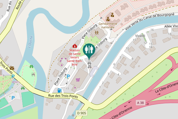 Map showing location of Place Osburg Toilet