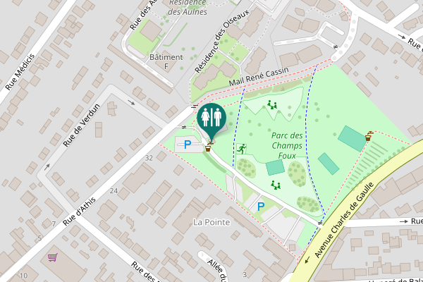 Map showing location of Mail René Cassin Toilet