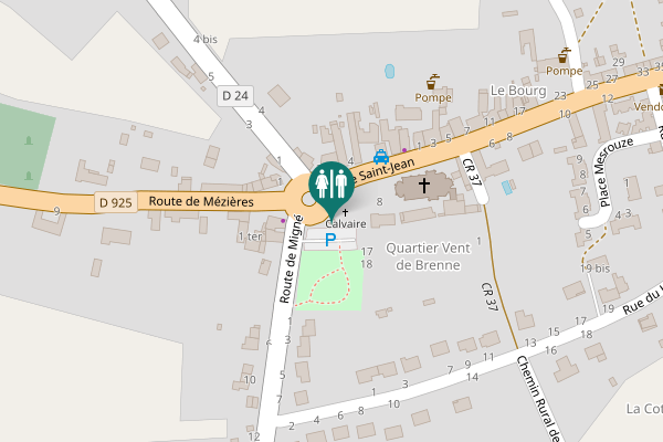 Map showing location of Place Saint-Jean 2 Toilet