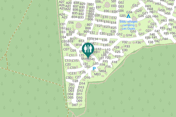 Map showing location of Mimosas