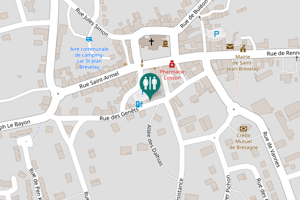 Map showing location of Rue des Genêts Toilet
